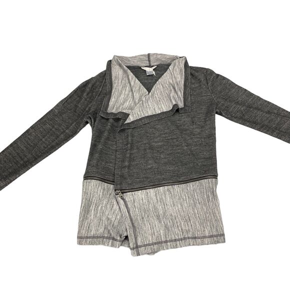 Peyton Jensen Cardigan Top Womens Medium Gray Black Long Sleeve Open Front USA - Picture 10 of 15